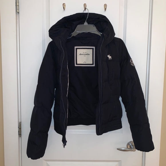 Abercrombie Kids Navy Blue Hooded Down Puffer Jacket Size XL - Picture 10 of 15